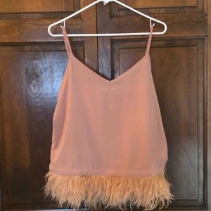 Alice and Olivia pink feather camisole, size large, Never worn